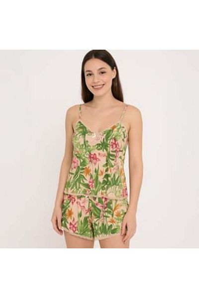 OEM Nude Floral Lace Pajama Set for Women
