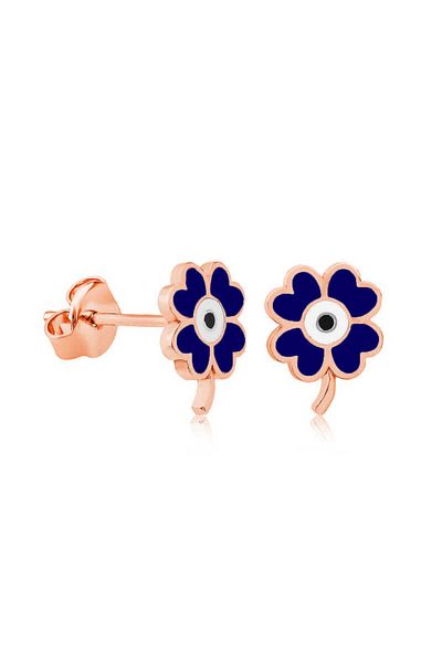 norsary Silver Phosphorescent Navy Blue Clover Earrings