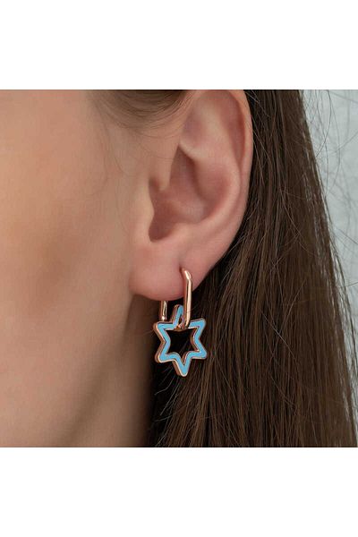 norsary Silver Phosphorescent Blue Star Earrings