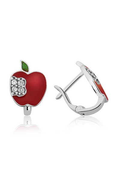 norsary Silver Red Apple Kids Earrings
