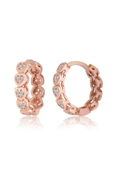 norsary Silver Heart Zircon Stone Hoop Women's Earrings