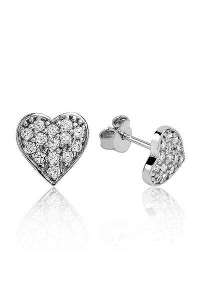 norsary Silver White Heart Studs Earrings