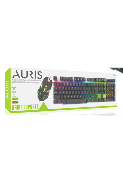 Auris IŞIKLI OYUNCU KABLOLU KLAVYE+MOUSE