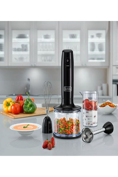 Black&Decker 3-In-1 Compact and Ergonomic Design Hand Blender with Chopper Multicolor 600ml