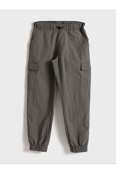 LC Waikiki Lcw Kids Gray Comfortable Fit Elastic Waist Boys Cargo Jogger Pants S4Gu28Z4Nvy25