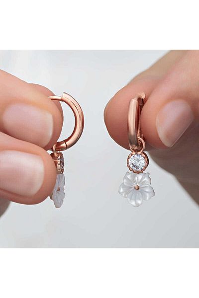 norsary Silver Rose Dangle Magnolia Flower Women's Earrings