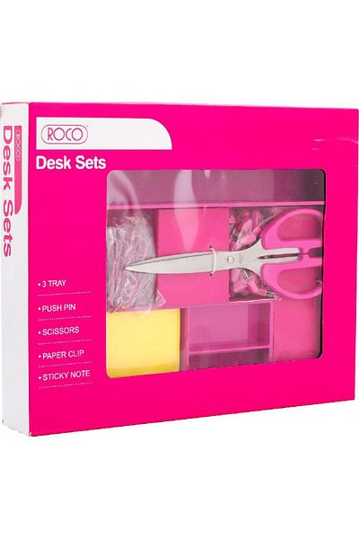 Roco Desk Set – 5 Components, ABS Plastic, Pink