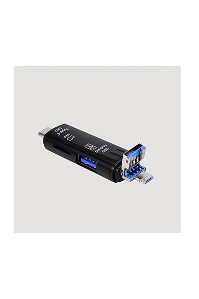 Generic Card Reader 5*1,USB TO C-TYPE/MICRO OTG Triple Slot Memory Card Adapter Compatible 4 UHS-I,Micro SD
