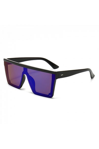 Tessero Rectangular sunglasses, oversized, UV400, Tessero, blue tinted lenses, black