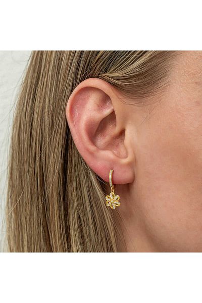 norsary Silver Dangle Gold Flower Women's Earrings