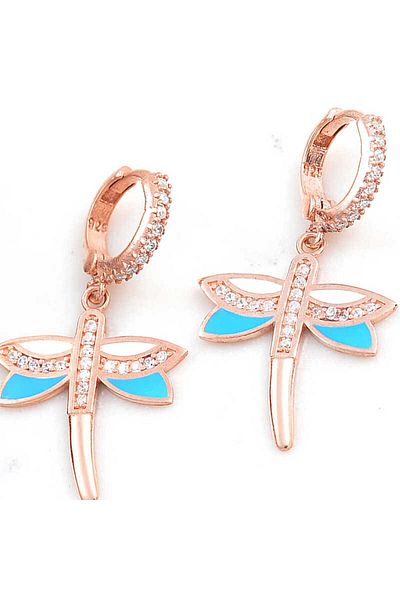 norsary Silver Rose Dangle Dragonfly Women's Earrings