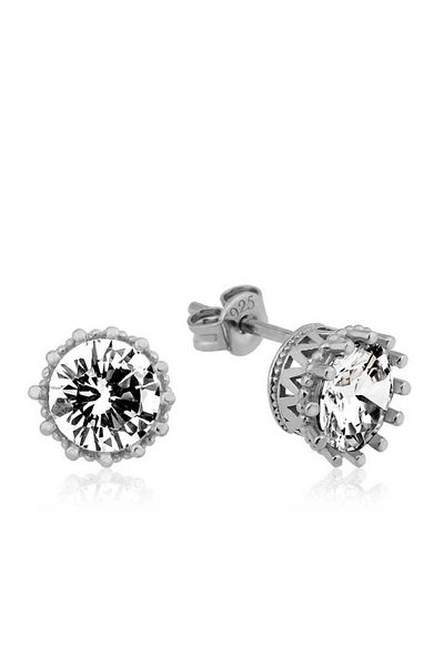 norsary Silver Nail Single Stone Studded Women's Earrings
