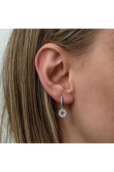 norsary Silver Geometric Patterned Women's Earrings