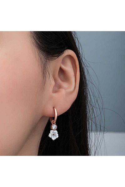 norsary Silver Rose Dangle Magnolia Flower Women's Earrings