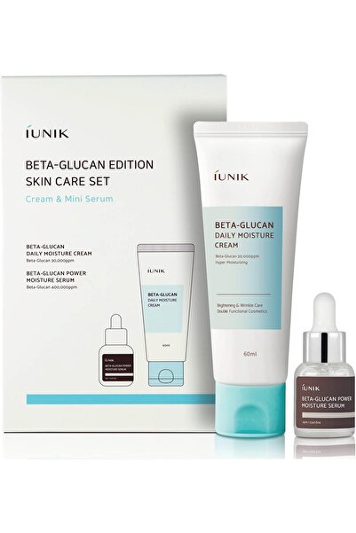 iUNIK مجموعة العناية بالبشرة بيتا جلوكان (كريم 2.02 أونصة سائلة ومصل صغير 0.51 أونصة سائلة)
