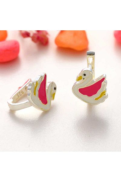 norsary Silver Swan Kids Earrings