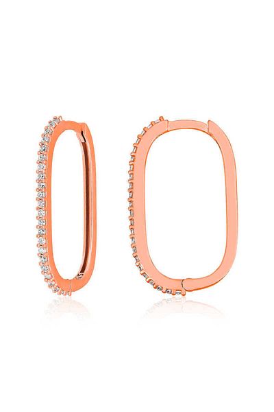 norsary Silver Rose Zircon Stone Hoop Women's Earrings