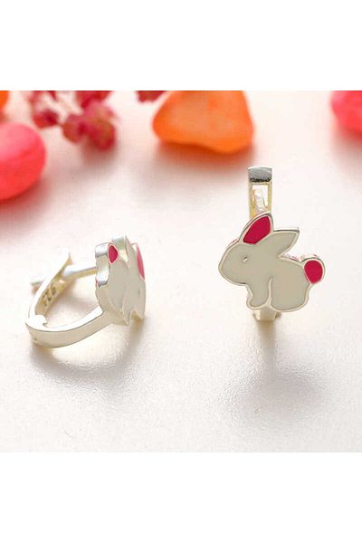 norsary Silver Rabbit Children's Earrings