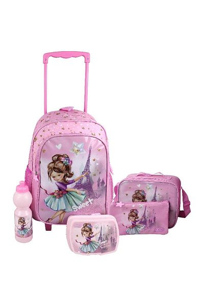 Roco Paris Girl 5-in-1 Value Set Trolley Bag with Accessory Pink