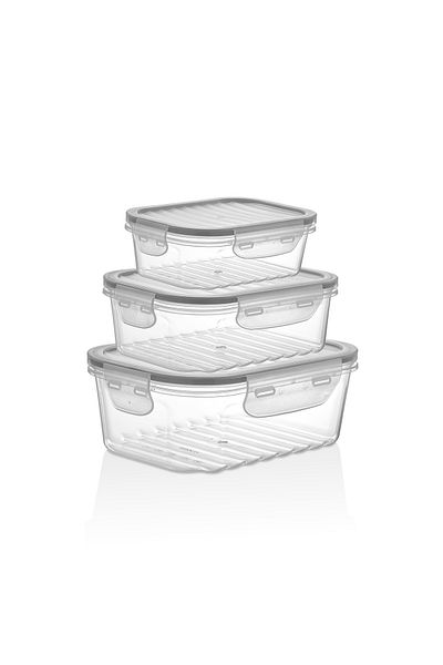 Mons Set of 3 Leak-Proof Storage Containers Qlux Bpa Free Leak-Proof Storage Container Set Full Vacuum Storage