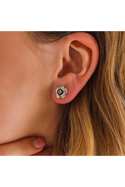 norsary Silver Studded Rose Women's Earrings