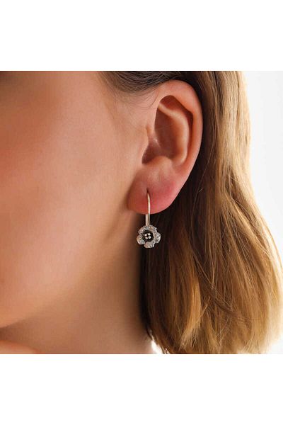 norsary Silver Dangle Rose Women's Earrings