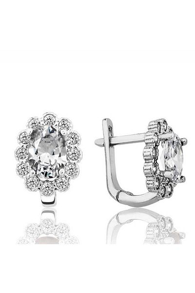 norsary Silver White Flower Patterned J Women's Earrings