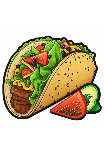 INOVATIX Set de 8 bucăți, autocolante Tacos, INOVATIX®. 6 cm