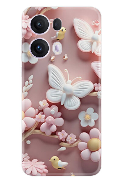 Kılıfland Oppo Reno 13F Kılıf Boutique Baskılı Resimli Pembe Kelebekler Pcode...