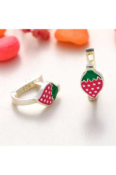 norsary Silver Strawberry Kids Earrings