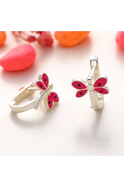 norsary Silver Dragonfly Kids Earrings