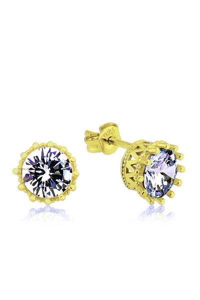 norsary Silver Gold Nail Single Stone Studded Women's Earrings