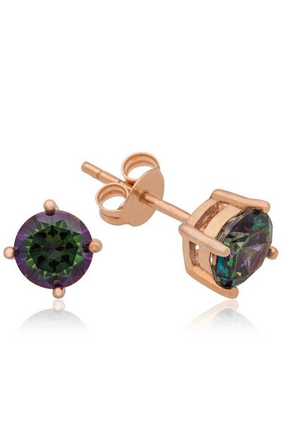 norsary Silver Rose 6 mm Mystic Topaz Stud Earrings