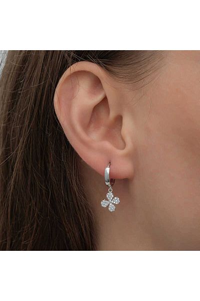 norsary Silver Dangle Clover Women's Earrings