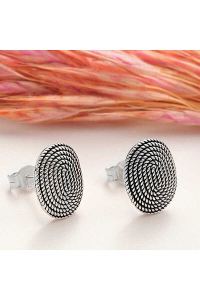 norsary Silver Oval Studded Women's Earrings