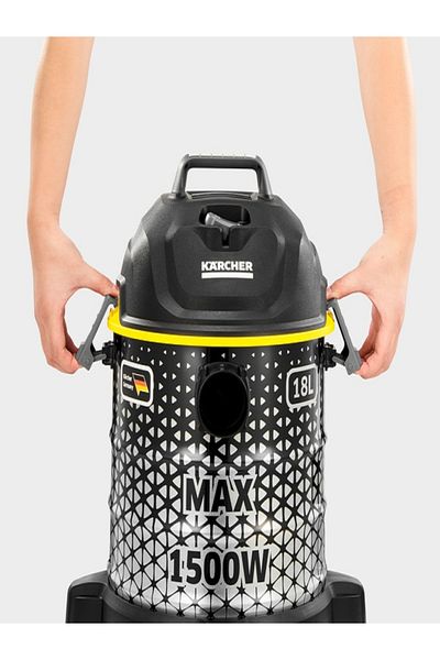 Karcher 1500W DVAC Large Operating Radius Drum Vacuum Cleaner Black and Silver 18 Liter JE1.723-970