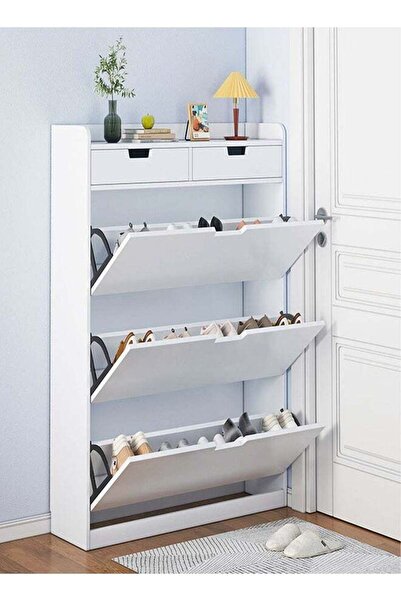 Raffine 4-Tier Household Upgraded Tipping Bucket Design Shoe Rack With Drawer...