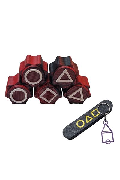 OEM Gonggi game set with stand, Squid Game, 3D printed, red and black