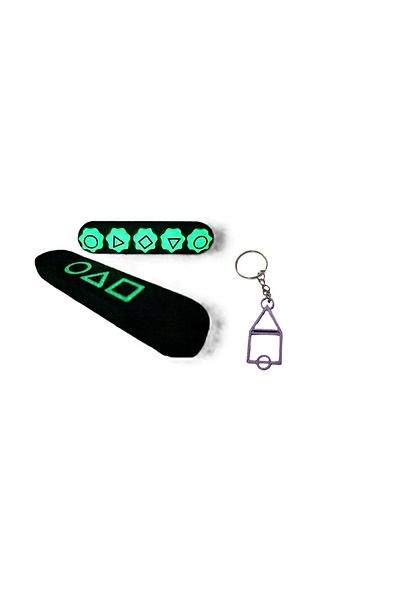 3DONE MODELS Glow-in-the-dark Gonggi game set with stand and keychain, Squid Game, 3D printed