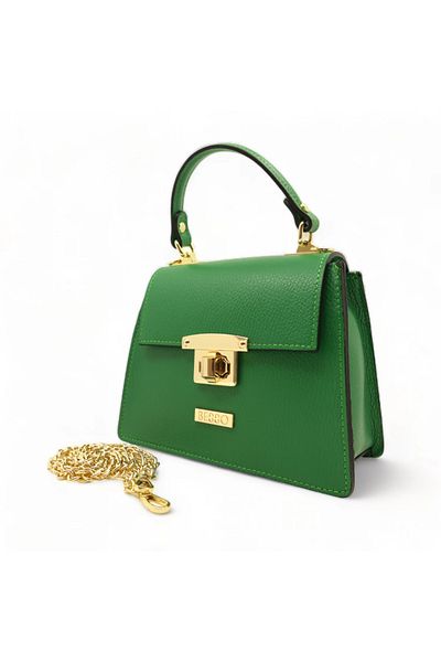 BESSO Chic Minimal Green Genuine Leather Handbag
