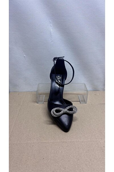 Zlato حذاء نسائي بكعب حجري على شكل فيونكة أسود عالي الجودة