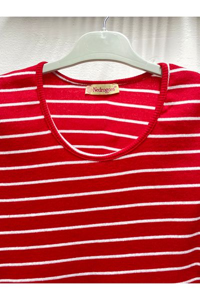 Şen Women - Young Standard Striped Short Sleeve Crew Neck Body T-Shirt