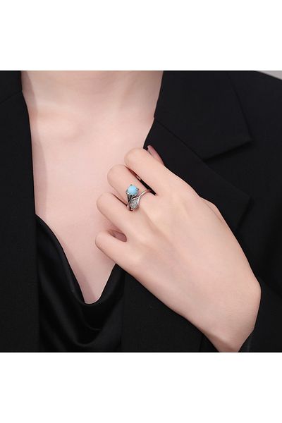 delis Inel Reglabil Argint 925, Jw1311, Model Floare Si Frunza, Placat Cu Rodiu