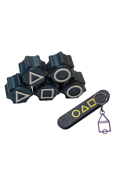 OEM Gonggi game set with stand, Squid Game, 3D printed, spectra blue