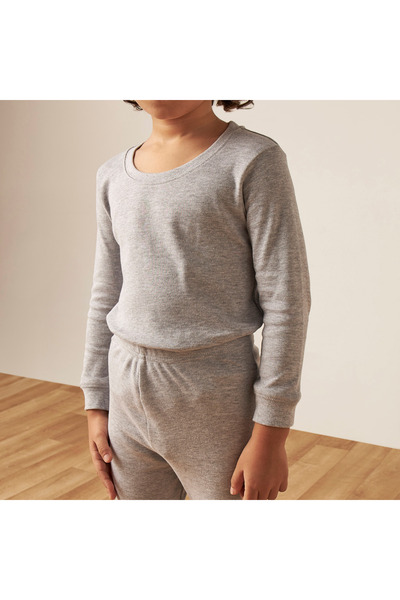 Juniors Solid Thermal T-Shirt And Pyjama Set