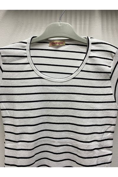 Şen Women - Young Standard Striped Short Sleeve Crew Neck Body T-Shirt