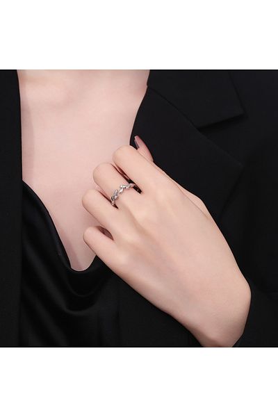delis Inel Reglabil Argint 925, Jw1368, Model Frunze, Placat Cu Rodiu