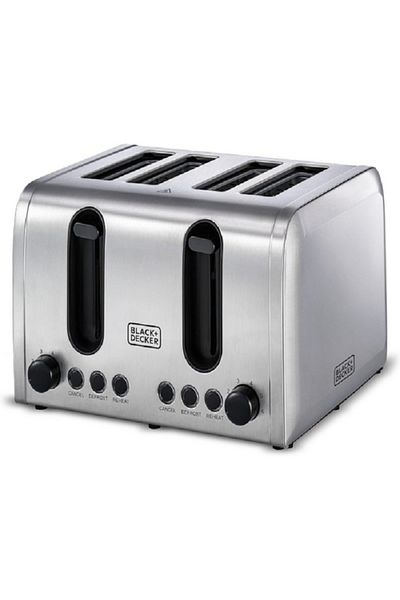 Black&Decker 050W Stainless Steel 4-Slice Toaster Silver and Black