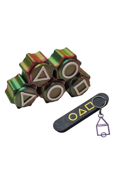 OEM Gonggi game set with stand, Squid Game, 3D printed, green red yellow