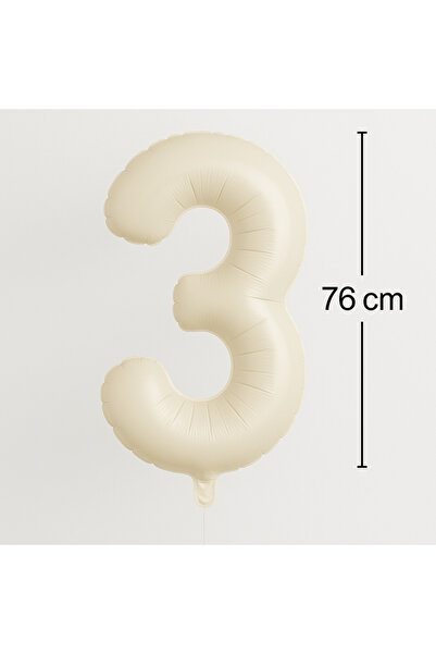 Ege Pastacılık Foil Number Balloon 3 Years Old Cream 76 cm Large Size